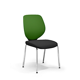 Chaise visiteur GIROFLEX 353,empilable, piètement chromé, sans accoudoirs, tissu vert/noir