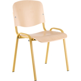 Chaise visiteur ISO WOOD de Nowy Styl, sans accoudoirs, empilable jusqu'à 10 pièces, L 460 x P 400 x H 450 mm, hêtre/jaune