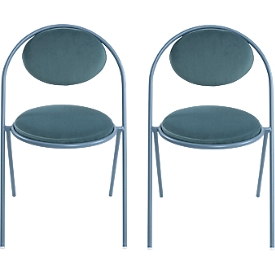 Chaises Meet by Paperflow Saturne, lot de 2, L 520 x P 540 x H 820 mm, velours, bleu/bleu
