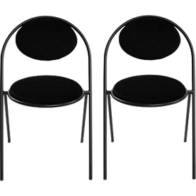 Chaises meet by Paperflow Saturne, lot de 2, L 520 x P 540 x H 820 mm, velours, noir/noir