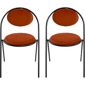 Chaises meet by Paperflow Saturne, lot de 2, L 520 x P 540 x H 820 mm, velours, noir/rouille