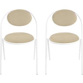 Chaises Saturne Meet by Paperflow - l. 520 x P 540 x H 820 mm - tube d'acier blanc - similicuir ivoire - set de 2