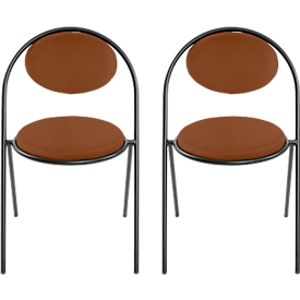 Chaises Saturne Meet by Paperflow - l. 520 x P 540 x H 820 mm - tube d'acier noir - similicuir rouille - set de 2