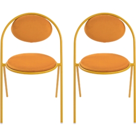 Chaises Saturne Meet by Paperflow - l. 520 x P 540 x H 820 mm - tube d'acier safran - velours safran - set de 2