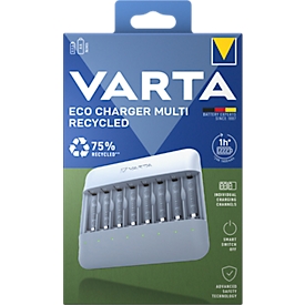 Chargeur de batterie VARTA Eco Charger Multi Recycled Box, pour accus NiMH, câble de charge USB type C inclus