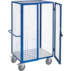 Chariot à armoire avec grille ESD avec serrure à cylindre, 980 x 700 mm