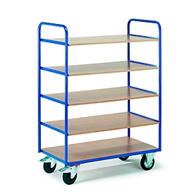 Chariot à étages avec 5 tablettes, 1000 x 600 mm