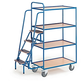 Chariot à étages avec marches, 4 étages