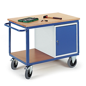Chariot à plateau avec armoire - L 1150 x l. 700 mm