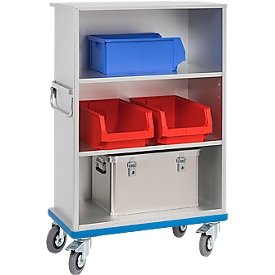 Chariot armoire G®-Cup light GMÖHLING, avant ouvert, jusqu’à 300 kg, 3 étages, volume env. 460 L