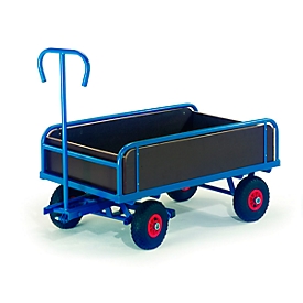 Chariot charges lourdes - avec parois - 2 essieux - 1130 x 635 mm - 400 kg - pneus gonflables
