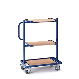 Chariot d'appoint, avec étagères en bois, fixe