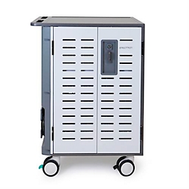 Chariot de chargement mobile ergotron® Zip40, jusqu'à 40 tablettes/chromes ou jusqu'à 30 ordinateurs portables, supports réglables, 3 compartiments, 34,7 kg par compartiment, L 770 x P 660 x H 1150 mm