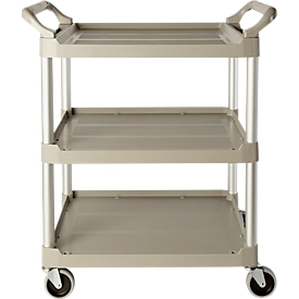 Chariot de service Rubbermaid Utility Cart, 3 étagères, jusqu'à 90 kg, modèle ouvert, platine