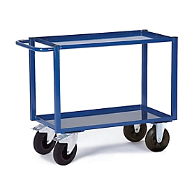 Chariot de transport, 2 surfaces de chargement/bassines en tôle, 895 x 495 mm, capacité de charge 400 kg