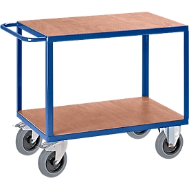 Chariot de transport, 2 tablettes, jusqu'à 600 kg, surface de chargement L 1000 x l. 700 mm, acier