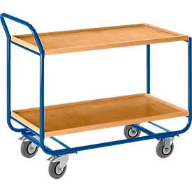 Chariot de transport avec bord en bois, L 1000 x l. 575 mm, 2 étages
