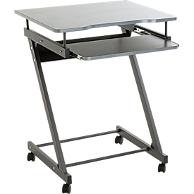 Chariot informatique HAKU, 2 étagères, jusqu'à 15 kg, 4 roulettes, L 600 x P 490 x H 750 mm, acier/bois, anthracite