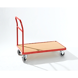 Chariot plate-forme avec poignée de poussée, 850 x 500 mm