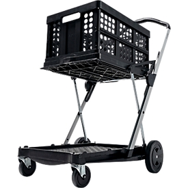 Chariot pliable CLAX® avec bac de transport, 46 L, gris/noir