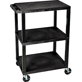 Chariot polyvalent en plastique, 3 étages, noir