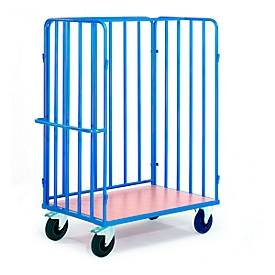 Chariot porte-colis avec tubes verticaux, 1 ridelle arrière, 1000 x 670 mm