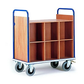 Chariot pour dossiers avec 12 casiers, bleu gentiane (RAL 5010)