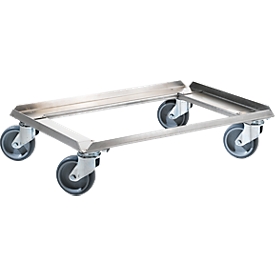 Châssis mobile en inox, 611 x 411 mm, capacité de charge 250 kg