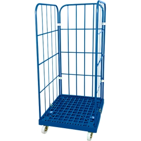Châssis mobile, plastique, avec 2 grilles latérales et 1 panneau arrière, hauteur 1550 mm, bleu gentiane RAL 5010