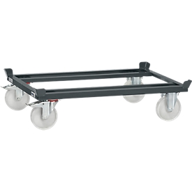 Châssis mobile pour palettes, acier, jusqu’à 1200 kg, gris anthracite, roulettes caoutchouc, avec bloqueur