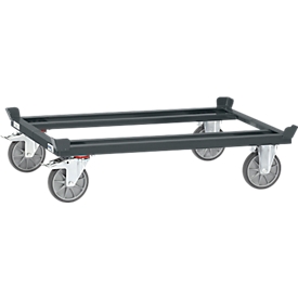 Châssis mobile pour palettes Fetra, pour bacs 1200 x 800 mm, capacité 750 kg, gris anthracite RAL 7016