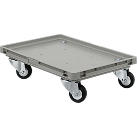 Châssis mobile, roulettes caoutchouc, gris, 600 x 400 x 125 mm
