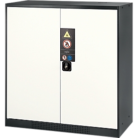 Chemikalienschrank, Flügeltür, 2 Böden, 1055x520x1105 mm, reinweiß