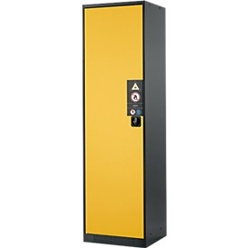 Chemikalienschrank, Flügeltür, 3 Böden, 545x520x1950 mm, sicherheitsgelb