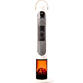 Cheminée électrique TARTUS, 2000 W, 2 niveaux de chauffage, oscillation horizontale automatique, effet de flammes 3D, commande tactile, protection contre la surchauffe &amp; le basculement, avec télécommande, noir et blanc