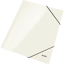 Chemise à 3 rabats et élastique WOW LEITZ®, format A4, en carton plastifié, blanc perle