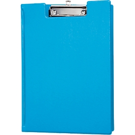 Chemise à pince MAUL, DIN A4, avec pince métallique, porte-stylo, 319 x 229 x 13 mm, carton recouvert d'une feuille, bleu clair