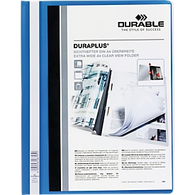 Chemise transparente de présentation extralarge DURAPLUS DURABLE, film en PCV dur, 25 p., bleu