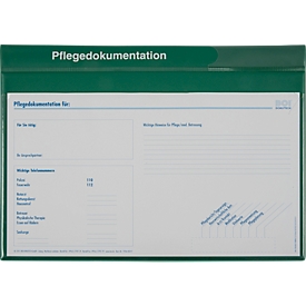 Chemises pour documents de soins BOI System Line, 8 pochettes transparentes, 4 feuilles à onglets, PVC, hauteur de remplissage 19 mm, vert, 10 pièces