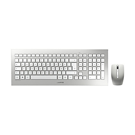 CHERRY DW 8000 - Tastatur-und-Maus-Set - US mit Euro-Symbol - weiß, Silber