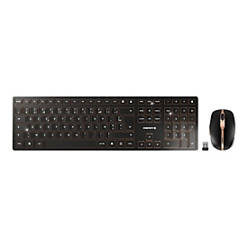 CHERRY DW 9100 SLIM - Tastatur-und-Maus-Set - kabellos - 2.4 GHz, Bluetooth 4.2 - Schweiz - schwarz/bronze