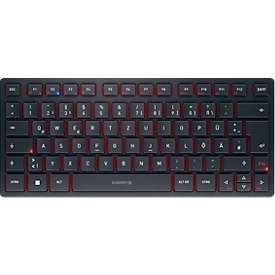 Cherry Multi-Device Tastatur KW 9200 Mini, 2x Bluetooth 5.0, 2.4 GHz Funk- und USB-C-Kabelkanal, wiederaufladbar, schwarz