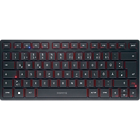 Cherry Multi-Device Tastatur KW 9200 Mini, QWERTZ, 2x Bluetooth 5.0, 2.4 GHz Funk- und USB-C-Kabelkanal, wiederaufladbar, schwarz