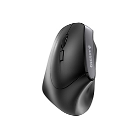Cherry MW 4500 LEFT Souris ergonomique sans fil - pour gauchers - noir - USB - Gauche - Optique - RF sans fil - 1200 DPI - Noir - Gris