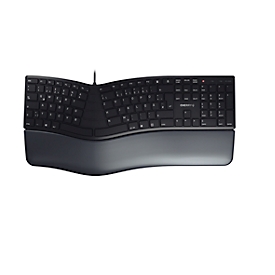 Cherry Tastatur KC 4500 ERGO, deutsches Tastaturlayout, USB, ergonomisch geformt, gepolsterte Handballenauflage, neigbar, mit USB-Kabel, schwarz