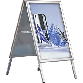 Chevalet de trottoir en aluminium, résistant aux intempéries, pour format A1 (594 x 841 mm), argent