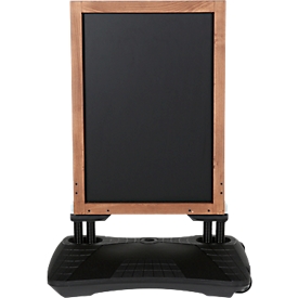 Chevalet de trottoir magnétique WindPro Wood – bois – l. 460 x H 680 mm - pour format A1 - résistant aux intempéries - avec roulettes – pin