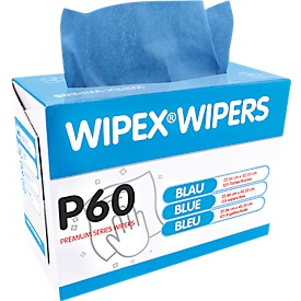 Chiffons de nettoyage WIPEX®-WIPERS, pliage en Z, utilisation universelle dans l'industrie, taille des chiffons env. 230 x 420 mm, bleu, boîte de 125 chiffons