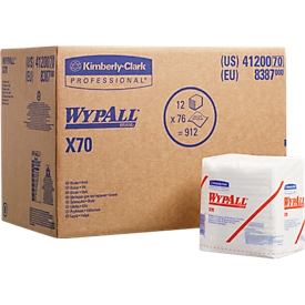 Chiffons essuie-tout WYPALL®, technologie Hydroknit, 1 épaisseur, Pliés 1/4, blanc, 12 paquets de 76 feuillets