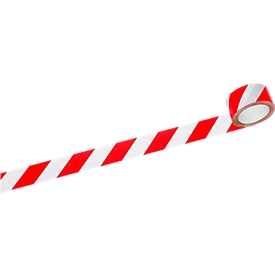 Cinta de advertencia, roja/blanca, 6 rollos